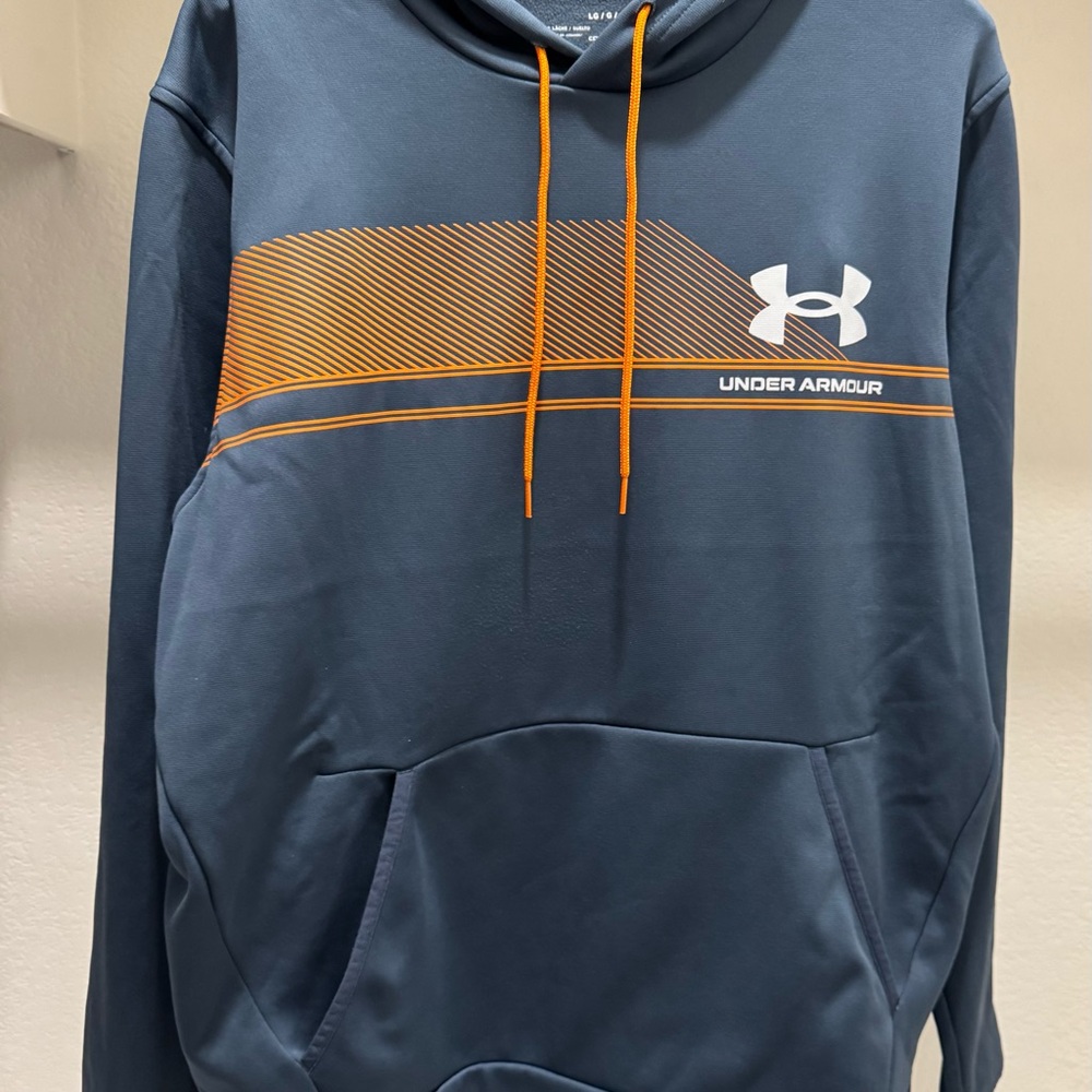 Men's Large Under Armour Sweatshirt / Hoodie Grey with Orange Highlights